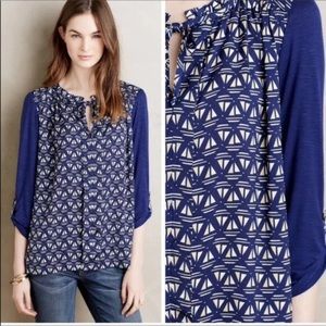 Meadow Rue Navy Blue Geometric Shirt